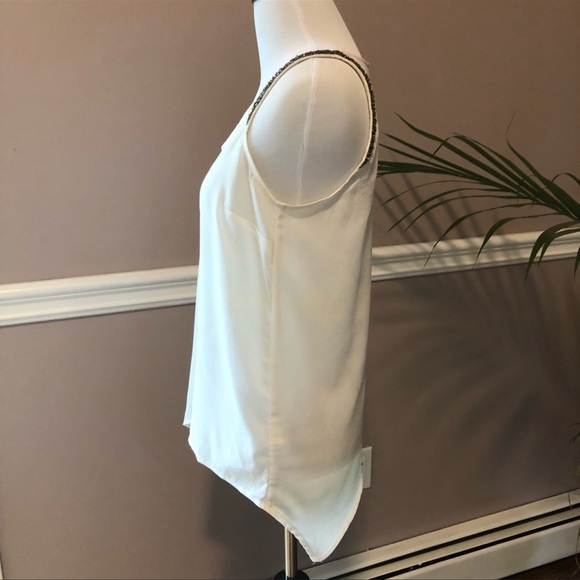 H&M BEADED ACCENT SHOULDER OFF WHITE TANK - Picture 9 of 14